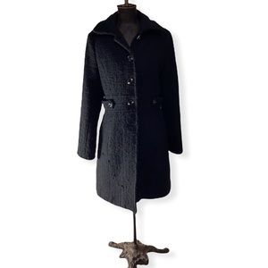 Kenneth Cole Black Tweed Wool Form Fitting Peacoat | Women’s Size 8